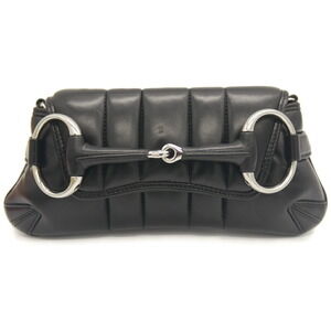 GUCCI Horsebit Small Chain Shoulder Bag in Quilted Leather, Black, 764339